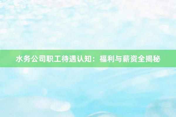 水务公司职工待遇认知：福利与薪资全揭秘